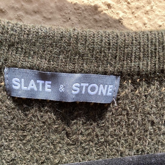 Men's Slate & Stone Green Waffle-Knit Sweater L Button Yoke Stretch Cashmere - Picture 9 of 12